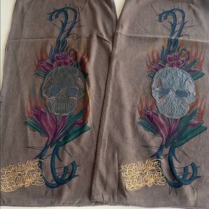 Ed Hardy by Christian Audigier Baileys Knit Skulls Scarf